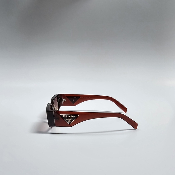 Prada Geometric Frame Sunglasses in Dark Brown with Gradient Brown Lenses
